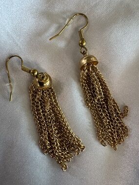 Gold Tassel Chain Drop Earrings - Elegant Women’s Jewelry